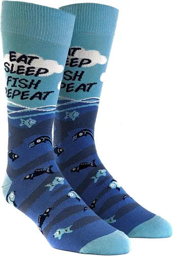 Miniatura 2 de Calcetines para hombre Eat Sleep Fish Repeat Divertidos y geniales novedades para el día del padre, pesca, idea de regalo loco, Real