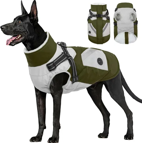 Miniatura 27 de FUAMEY Chaquetas de invierno para perros pequeños, abrigo para perros con arnés incorporado, trajes de nieve impermeables para perros, chaqueta
