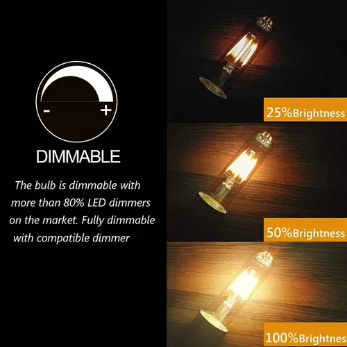 Miniatura 4 de Bombillas LED T10 de 2200 K blanco cálido, bombillas Edison tubulares de color ámbar de 4 W, base media E26, equivalente a 40 vatios, tubo Ámbar