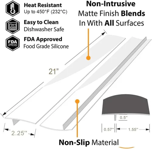 Miniatura 6 de Kindga - Cubierta de silicona para cubrir los espacios entre la mesada de la cocina y los electrodomésticos como la lavadora y la estufa, fácil