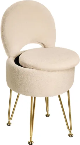 Miniatura 14 de GREENSTELL Taburete pequeño de tocador con almacenamiento y respaldo plegable, 13 x 13 x 17.7 pulgadas, otomana suave de piel sintética para Blanco