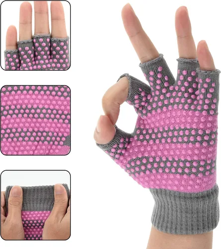 Miniatura 2 de Cosmos 2 pares de guantes de yoga y pilates antideslizantes para mujer, barra, ballet, bikram guantes de entrenamiento y entrenamiento
