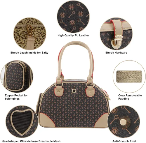 Miniatura 3 de Bolso de cuero de la PU del bolso del perro del bolso del perro del bolso del gato del bolso del bolso del bolso del animal doméstico del gato