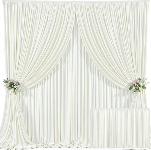Miniatura 101 de Cortina de fondo beige de 10x10 para bodas y fiestas, cortina de fondo beige sin arrugas para fotos, cortinas de fondo para decoración de baby Gris