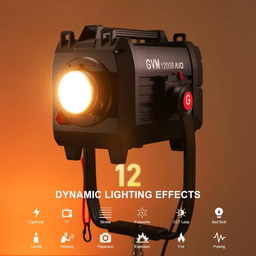 Miniatura 7 de GVM - Luz de video LED de 1200 W, kit de iluminación de película AIO 1200B, kit de iluminación de fotografía de 42800lux/9.8 ft con control DMX