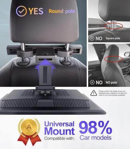 Miniatura 3 de 12.4 pulgadas 4K Android portátil coche TV monitor tableta para asiento trasero, teléfono soporte inalámbrico espejo enlace pantalla táctil
