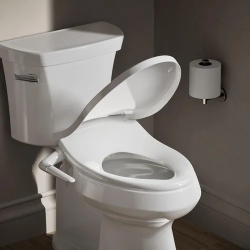 Miniatura 2 de Kohler PureWash M250 Asiento de Inodoro Bidé Alargado Manual, Blanco, Tapa de Cierre Silencioso Previene Portazos, Agua Fría, Instalación Fácil