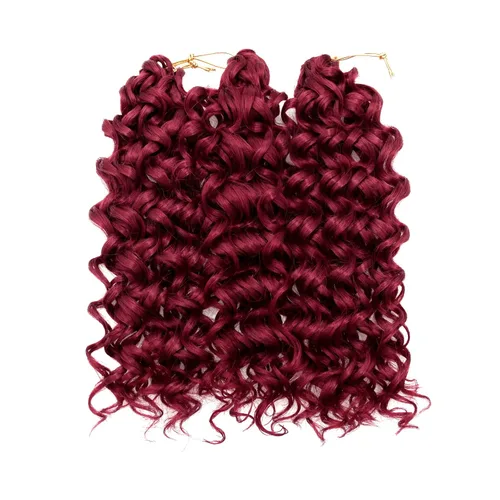 Miniatura 8 de QRHSUKA GoGo Curl Cabello de Ganchillo Rizado Corto para Mujeres Rizos de Playa Ondas de Agua Trenzas Profundas de Ganchillo Sintéticas Extensiones
