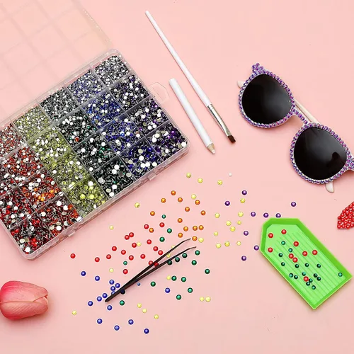 Miniatura 5 de Juego de 30000 diamantes de imitación de resina de colores mixtos, diamantes de imitación no termoadhesivos para manualidades, diseño de bricolaje