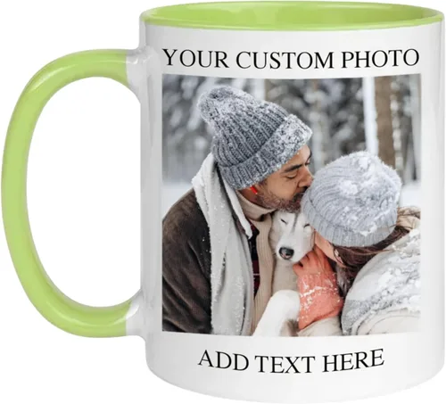 Taza de café personalizada de cerámica de 11 onzas – Añade foto, texto o logotipo | Taza de imagen personalizada, impresión a doble cara, apta para