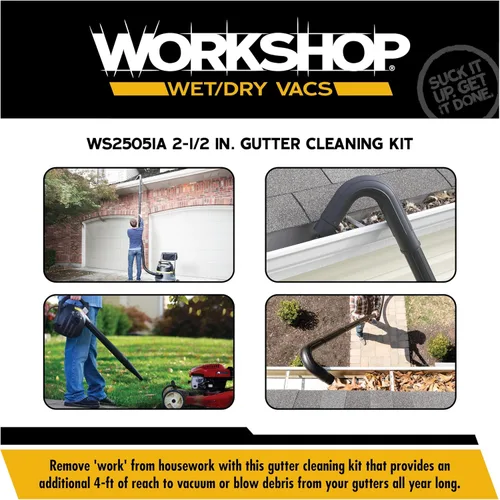 Miniatura 4 de WORKSHOP Wet/Dry Vacs Shop Vacuum Accessories WS25051A Kit de limpieza de canalones para aspiradoras en seco y húmedo, accesorios de aspiradora
