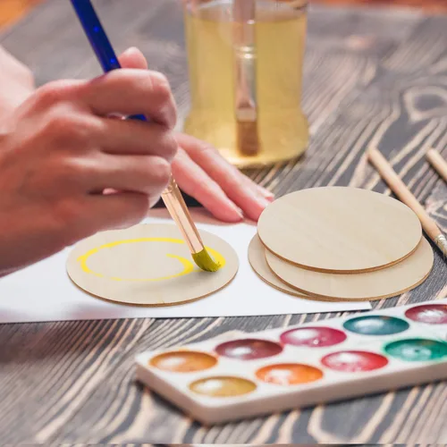 Miniatura 5 de 30 discos de madera redondos sin terminar de 4 pulgadas para manualidades, azulejos de madera recortados, círculos de madera, rebanadas redondas
