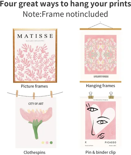 Miniatura 5 de QIAOMICS Impresiones de arte de pared de flores rosas del mercado, decoración de pared de Matisse linda y estética, pósteres de pared de exhibición