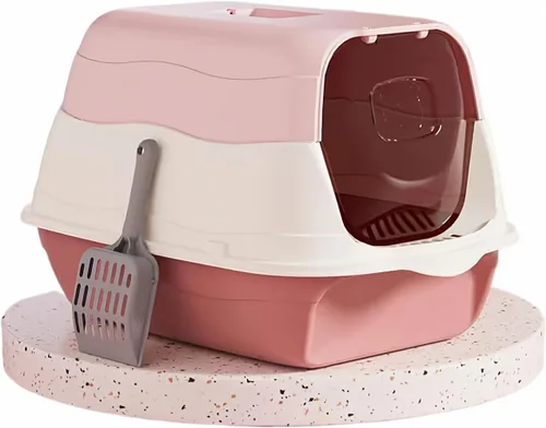 Miniatura 3 de Caja de arena grande cubierta con tapa, bandeja de inodoro para gatos totalmente cerrada y cuchara Púrpura