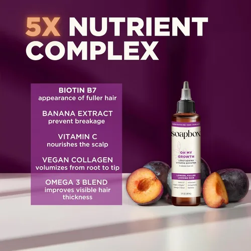 Miniatura 5 de Soapbox Oh My Growth, Tratamiento de refuerzo de vitamina alargadora para el cabello, deja el cabello más grueso, más lleno, más fuerte y saludable