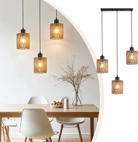 Miniatura 9 de FIRVRE Lámpara colgante industrial de 3 luces, lámpara colgante de metal ajustable, iluminación colgante vintage para cocina, restaurante, comedor