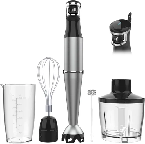 Miniatura 22 de Turelar Licuadora de inmersión de mano, licuadoras eléctricas con cable, batidora portátil con 2 velocidades de mezcla y emulsionante de cuchillas