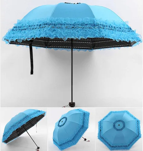 Miniatura 4 de WANLIAN Paraguas plegable a prueba de rayos ultravioleta de encaje princesa Cúpula Anti-uv Parasol Decoraciones de boda Accesorios para sesión
