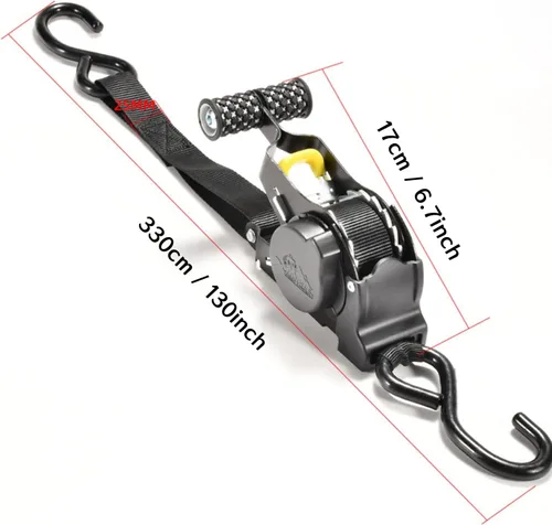 Miniatura 8 de Correas de amarre de trinquete retráctiles automáticas (paquete de 2), 1 pulgada x 10 pies, resistencia máxima a la rotura de 1500 libras, asas