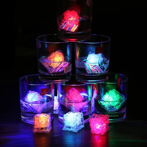 Miniatura 9 de ENUOLI Cubos de hielo iluminados para bebidas, 12 PCS Cubos de hielo de acrílico LED impermeables intermitentes multicolor brillantes reutilizables