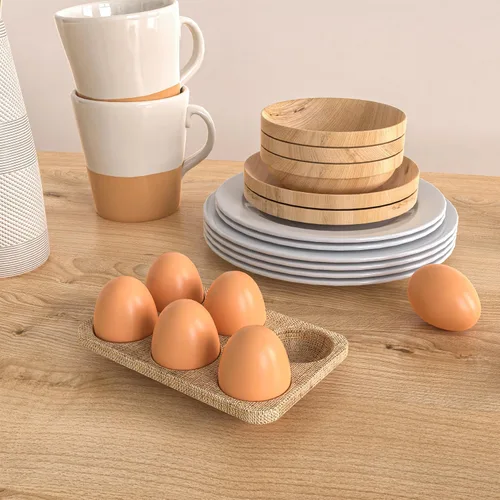 Miniatura 2 de YunKo Huevos de Pascua de madera, 6 piezas de huevos falsos para gallinero, huevos de Pascua para manualidades, huevos de nido marrón para poner
