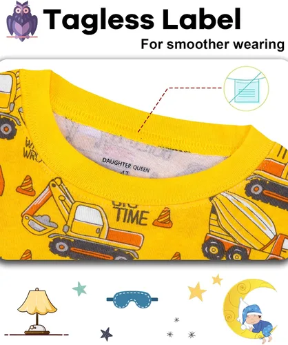 Miniatura 2 de DAUGHTER QUEEN Pijama para niños de 4 piezas, 100% algodón, talla 18 meses a 12 años