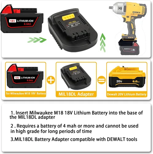 Miniatura 2 de Adaptador Convertidor de Batería para Batería de Milwaukee a Dewalt, para Batería de Litio Milwaukee M18 de 18V Convertir a Baterías de Litio Dewalt