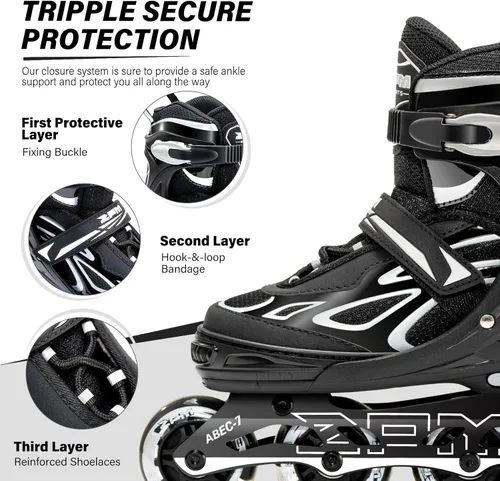 Miniatura 4 de 2PM SPORTS Vinal - Patines en línea ajustables intermitentes para niñas, todas las ruedas se iluminan, divertidos patines iluminadores para niños