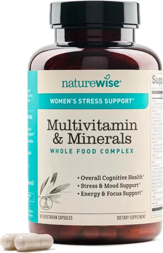 Miniatura 12 de NatureWise Multivitamínico para mujeres + apoyo al estrés con alimentos integrales orgánicos y minerales naturales, complejo B + vitamina C+D3 K2