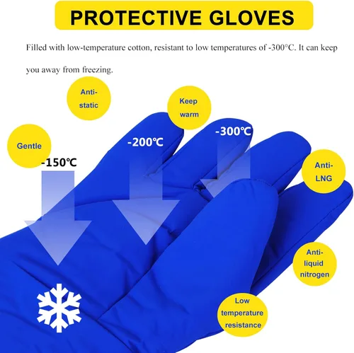 Miniatura 3 de Guantes criogénicos impermeables Guantes de piel de vaca de protección de baja temperatura para almacenamiento en frío de nitrógeno líquido de hielo