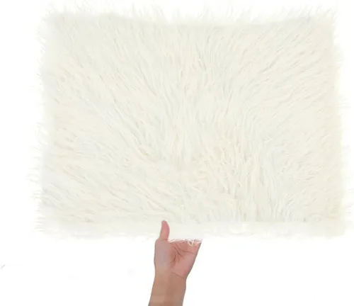 Miniatura 8 de KOMBIUDA Tapete de fotografía para bebé, color beige, de piel sintética, suave, flexible, no desprende pelusa, accesorios para fotos de bebé