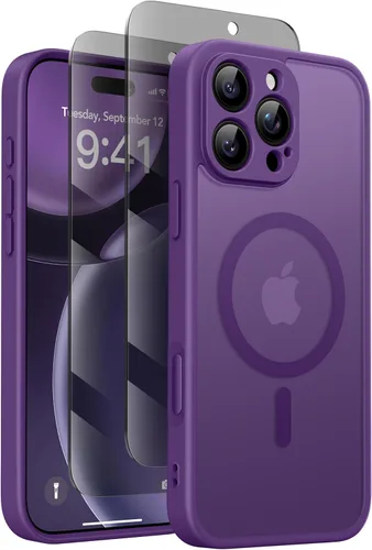 Miniatura 26 de GolbinBox Funda magnética para iPhone 15 Pro, compatible con MagSafe, protección completa de la cámara, protector de pantalla de privacidad