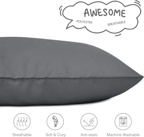 Miniatura 7 de EXQ Home - Fundas para almohada de niños pequeños 13x18, juego de 2 fundas de almohada de viaje, funda pequeña para almohada de bebé de 12x16, Gris
