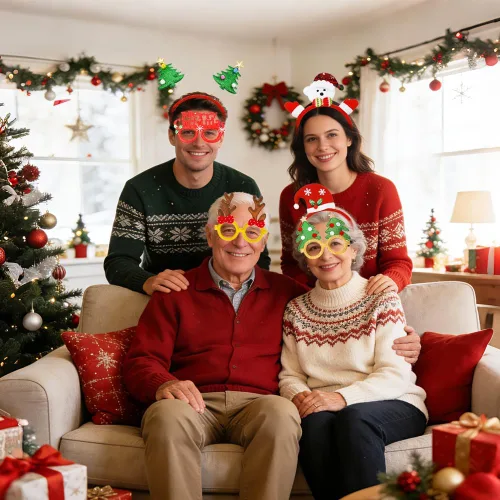 Miniatura 2 de Juego de 12 diademas de Navidad y marcos de gafas, lindas diademas de Navidad, accesorios para mujeres y hombres, regalos de fiesta de Navidad