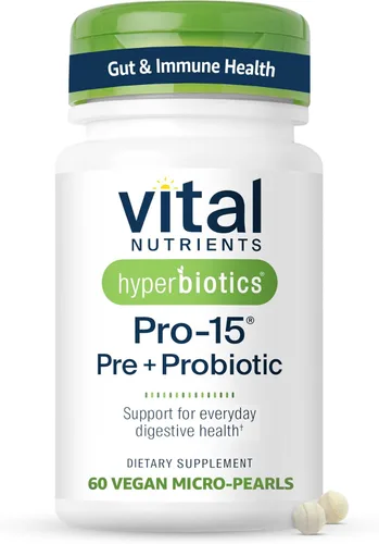 Hiperbióticos PRO-15 Probiotics, 60 perlas de liberación diaria, 15 veces más eficaz que las cápsulas probióticas con tecnología patentada de