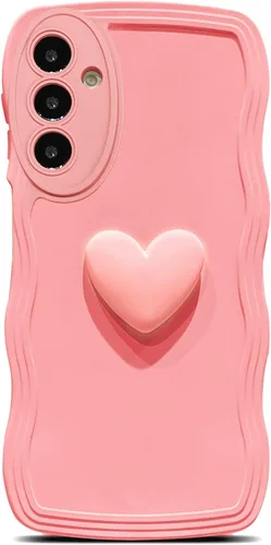 Miniatura 28 de Funda para Samsung Galaxy S22 para mujer, linda funda Kawaii 3D Love Heart color sólido rizado ondulado lente de cámara cubierta a prueba de golpes