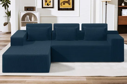 Miniatura 38 de HABUTWAY Sofá modular modular de 101 pulgadas con asiento profundo, moderno sofá convertible en forma de L, sofá tapizado con diván para sala