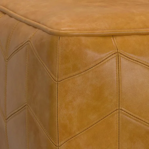 Miniatura 6 de SIMPLIHOME Morden Puf cuadrado – Otomano tapizado de cuero genuino de 18 pulgadas de ancho en marrón, reposapiés contemporáneo o asiento adicional