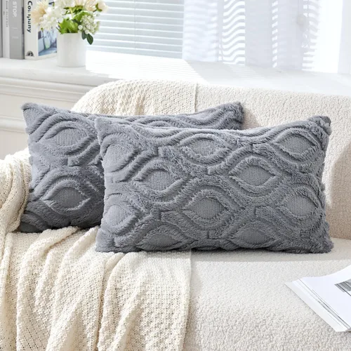 Miniatura 32 de MIULEE - Juego de 2 fundas de almohada de lana sintética suave y afelpada, fundas decorativas de estilo bohemio para sofá, sala de estar, cama, 18 x