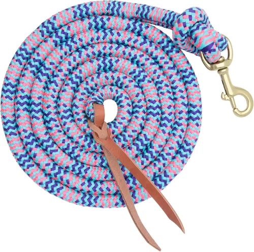 Miniatura 10 de Correa de plomo poli cowboy de cuero Weaver con broche, 5/8" x 10', Lila claro/Azul claro/Verde claro Morado claro/azul claro/verde claro