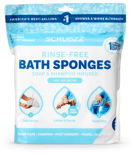 Miniatura 24 de Scrubzz Toallitas de baño desechables sin enjuague – Paquete de 25 – Toallitas de ducha todo en 1 de un solo uso, simplemente humedece, enjabona