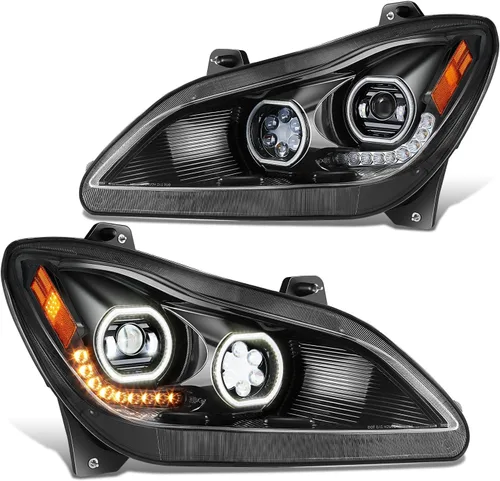Miniatura 15 de DNA MOTORING HL-HAY-037-BK Par de Faros con LED DRL Secuencial de Señal de Giro con Reflector Compatible con Kenworth T680 13-21, Cromo/Negro