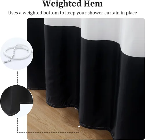 Miniatura 5 de Le Bain - Cortina de ducha impermeable de poliéster para baño, 72 pulgadas de ancho x 72 pulgadas de alto Zebra-black