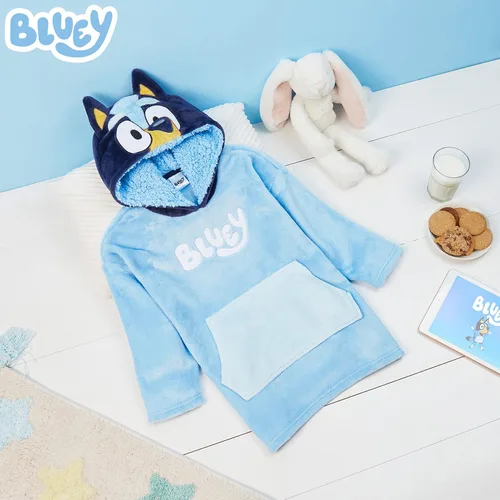 Miniatura 2 de Bluey Manta con Capucha para Niños, Manta Cálida y Acogedora de Forro Polar Portátil, Regalo para Niñas Azul/Azul marino