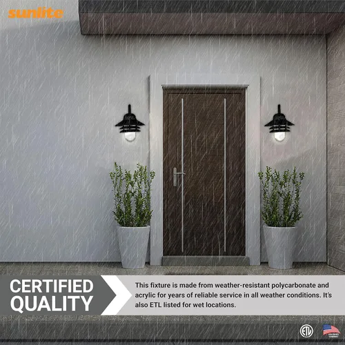 Miniatura 7 de Sunlite 41370-SU - Accesorio de pared para exteriores estilo náutico, base media (E26), policarbonato resistente a la intemperie, lente acrílica