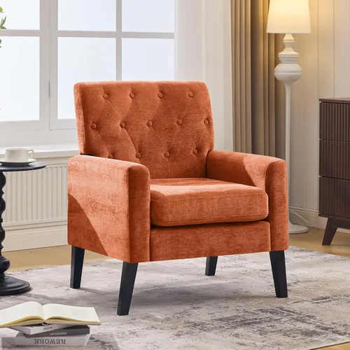 Miniatura 25 de Sillas decorativas modernas de mediados de siglo, silla de oficina de felpilla beige para recepción, silla de club tapizada para sala de estar