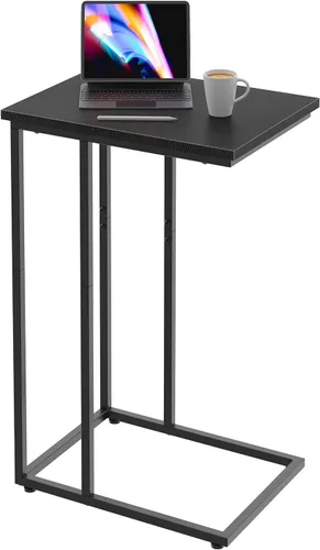 Miniatura 9 de Innerjoin Mesa auxiliar ancha en C, mesa de sofá C con marcos de metal, mesa auxiliar pequeña para sofá y cama, mesa C retro para computadora