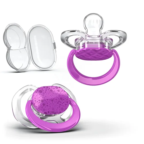 Miniatura 14 de Smilo Chupete para bebé, paquete de 2 chupetes delgados para bebés con caja de esterilización, etapa 3 para bebés de 9 meses en adelante, chupetes