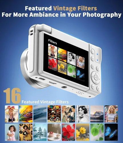 Miniatura 6 de Cámara digital nativa 4K real 21MP CMOS 64MP Imágenes Cámara de vlogging de pantalla abatible de 3 pulgadas con micrófono incorporado 16 filtros