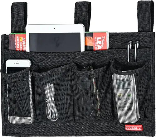 Miniatura 10 de Zafit Organizador de lino para mesita de noche, organizador de almacenamiento para camas de hospital, dormitorios universitarios o cama de bebé